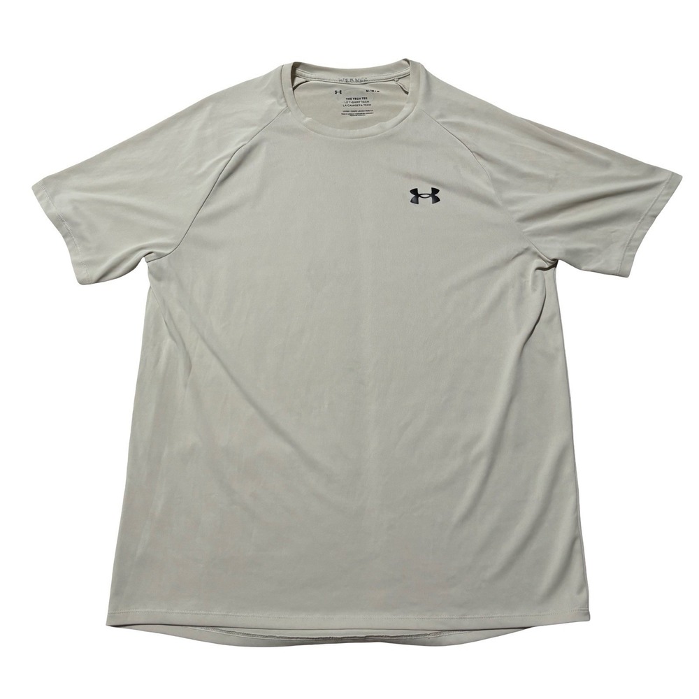Under Armour The Tech Tee Loose Fit T Shirt Beige Stained Size Medium 20 x 27